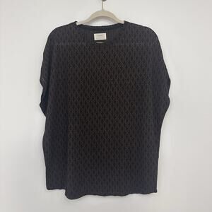 Billy Reid Mens L Wool Blend Boxy Brown Black Short Sleeve Semi Sheer Shirt